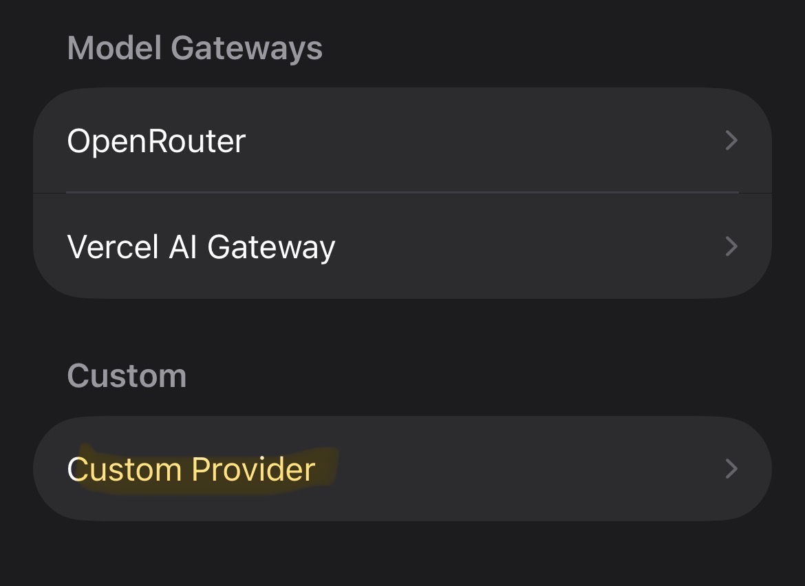 Choose Custom Provider