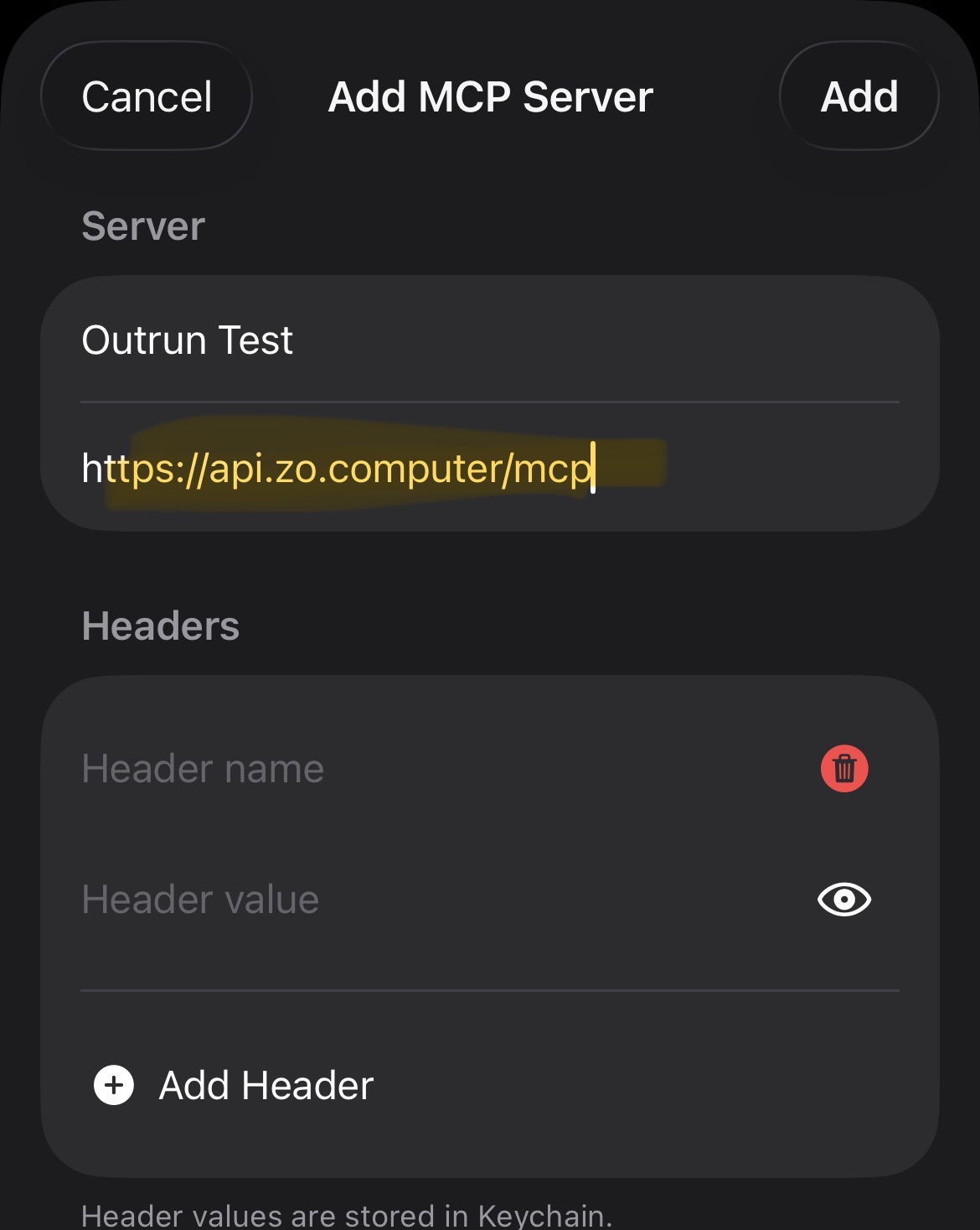 Enter the Zo server address