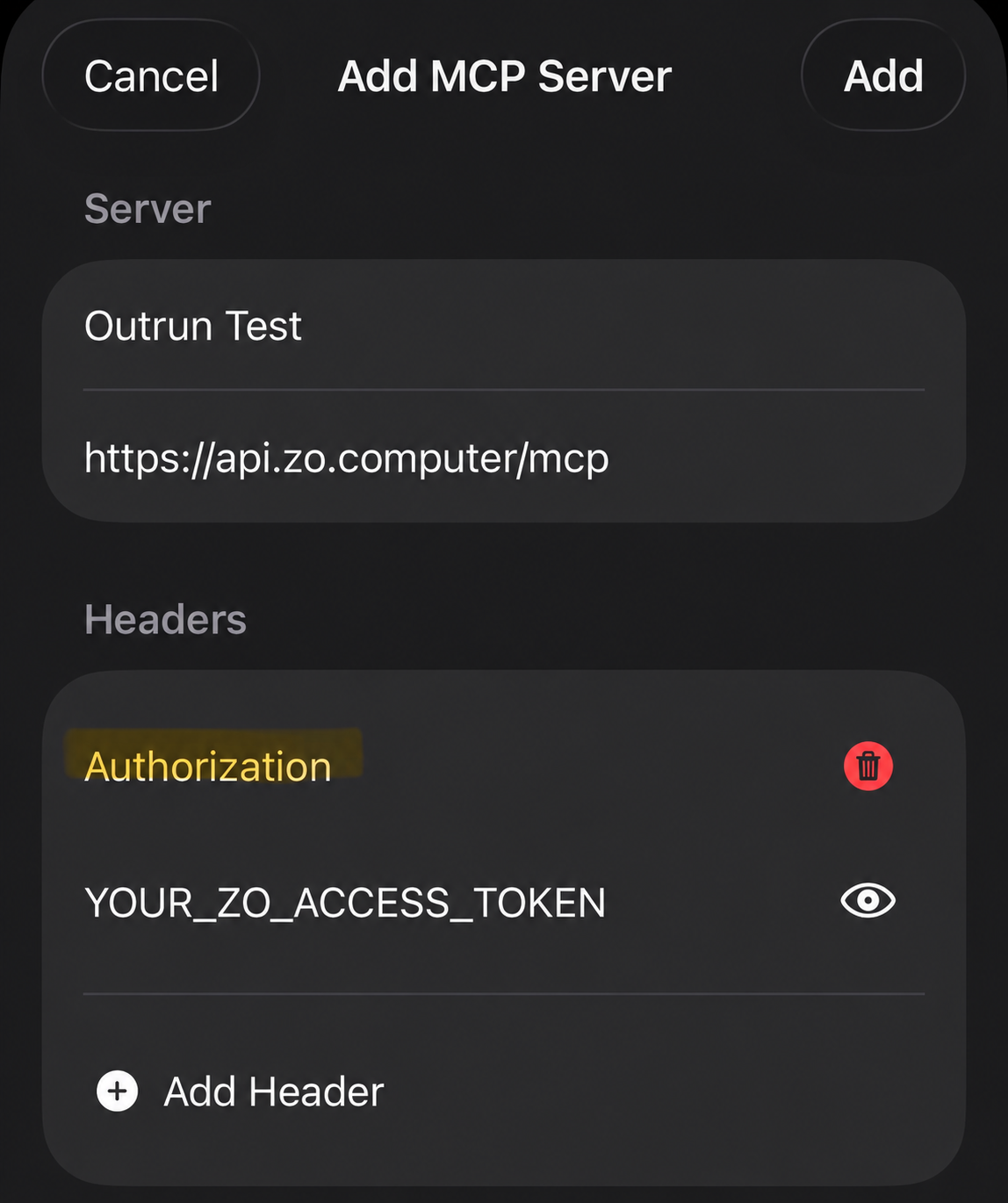 Add the Authorization header